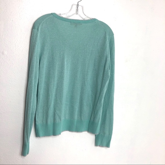 Brooks Brothers 346 Metallic Mint V-Neck Sweater - Picture 2 of 8